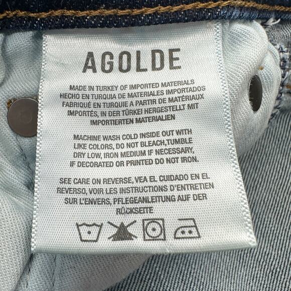 AGOLDE Nico High Rise Slim Fit Jeans Raw Hem in Vox Indigo Dark Wash Size 24 - Picture 8 of 9